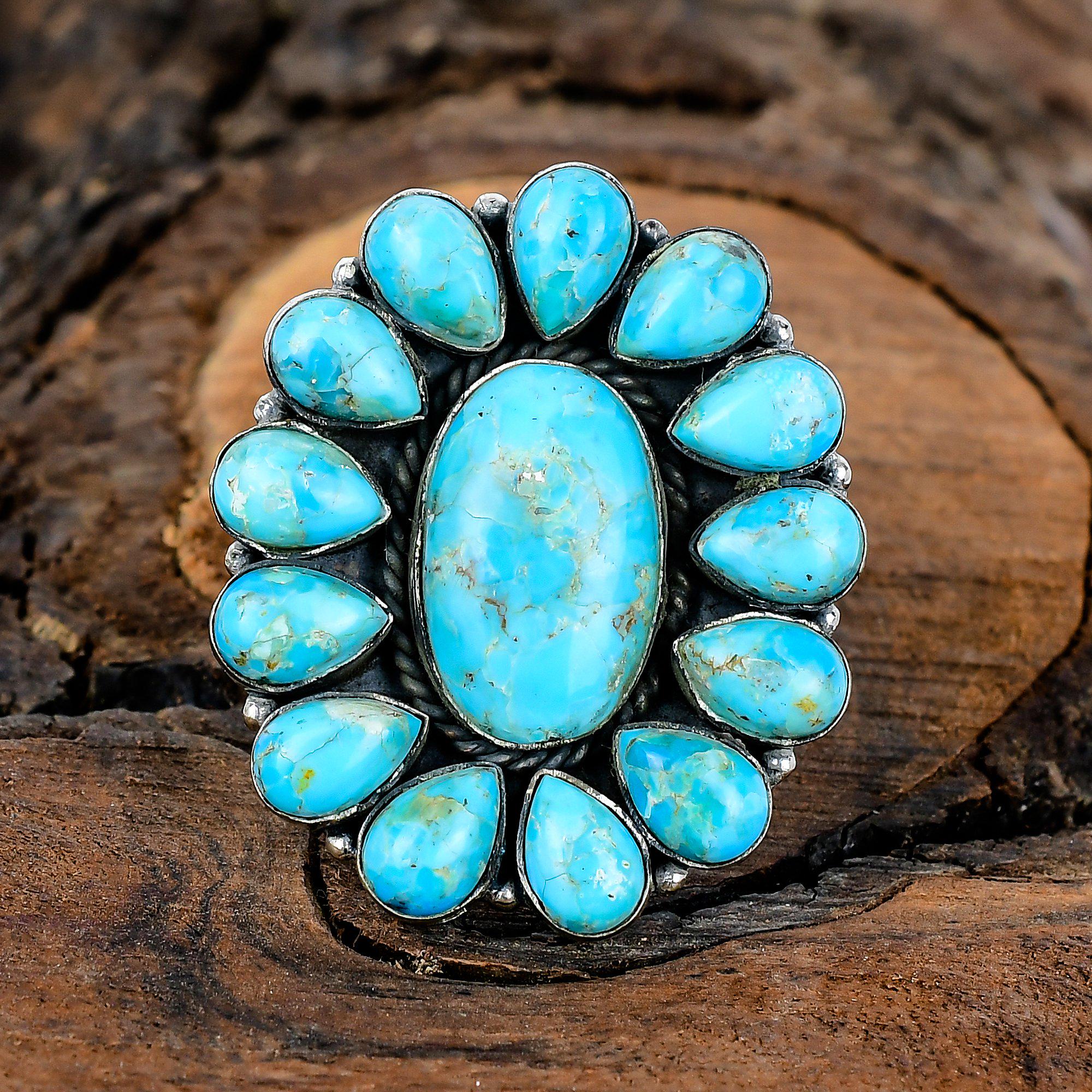 Arizona Turquoise Gemstone Silver Ring - Etsy Hong Kong