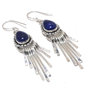 Dangle/Drop Earrings Sodalite Gemstone Earrings Sodalite Silver Earrings Handmade Earrings Sodalite Gemstone Earrings Gift For Engagement