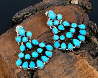 Sleeping Beauty Turquoise Earring Sterling Silver Gemstone   Earring Turquoise Gemstone Handmade Earring Gemstone Southwestern Jewelry