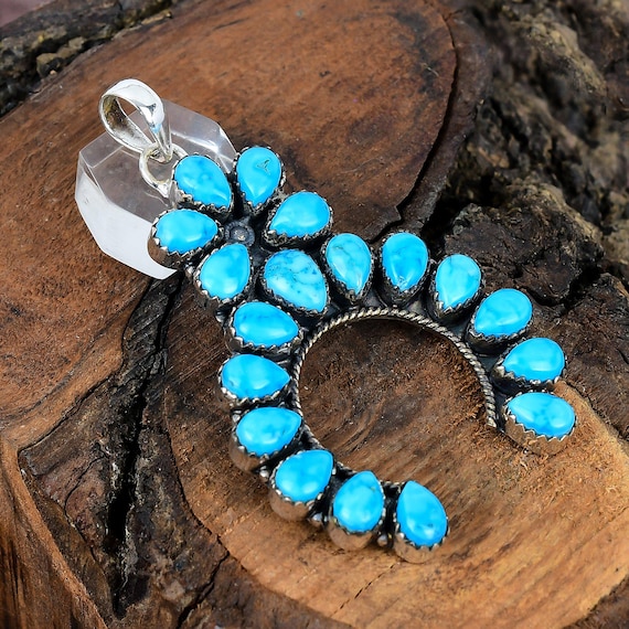 Navajo Pendant Turquoise Pendant Sleeping Beauty Turquoise Gemstone Sterling Silver Sleeping Beauty Turquoise Southwestern Jewelry Pendant
