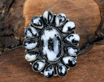 White Buffalo Turquoise Gemstone Ring Handmade Silver Ring Sterling Silver Kingman Turquoise Silver Ring Turquoise Silver Ring Jewelry