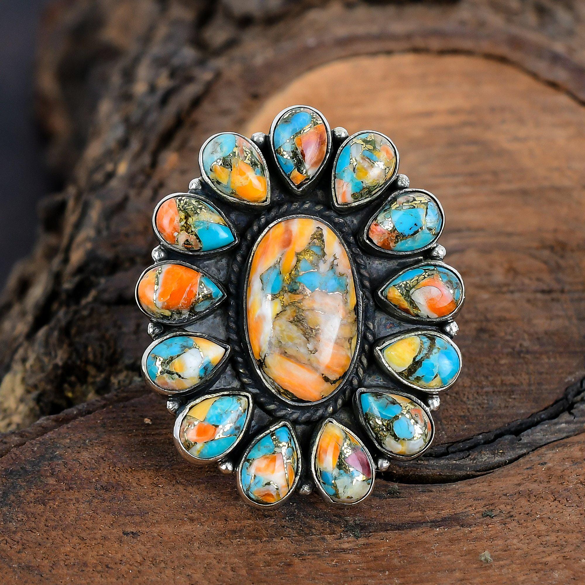 Gift For Christmas Spiny Oyster Turquoise Gemstone Sterling Silver RingTurquoise Gemstone Ring Handmade Silver Ring Sterling Silver Ring