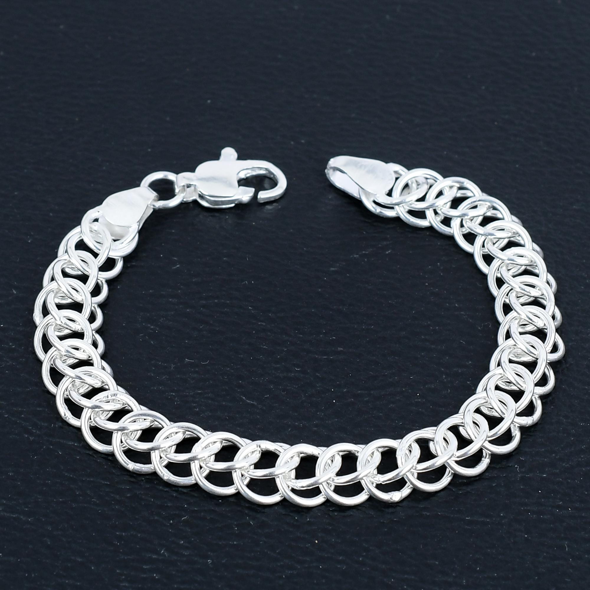 【Germany】 chain bracelet s925 vintage ISRAEL 925 Sterling Silver Vintage Open Love Hearts Chain Bracelet