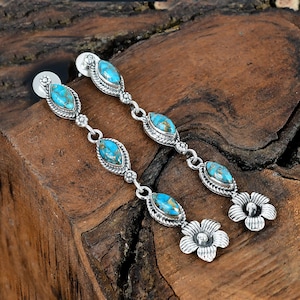 Mohave Blau Kupfer Türkis Edelstein Ohrstecker Sterling Silber Türkis Ohrstecker Edelstein Handgemachte Sterling Silber Blau Kupfer Türkis Ohrringe