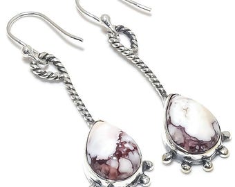Handmade Wild Horse Jasper Sterling Silver Dangle Earrings