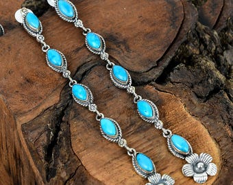 Arizona Turquoise Gemstone Earrings Handmade Silver Earrings Sleeping Beauty Turquoise Gemstone Sterling Silver Studs Gift For Her