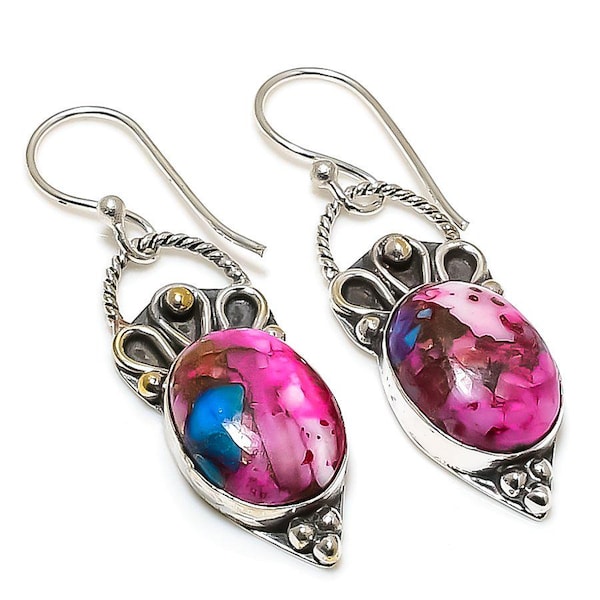 Braveheart Necklace & Earring Set - Pink Dahlia & Turquoise Stones