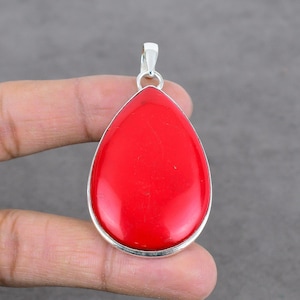 Koraalhanger rode koraal sterlingzilveren hanger koraal edelsteen zilveren hanger sieraden koraal edelsteen sterlingzilveren hanger cadeau voor de liefde