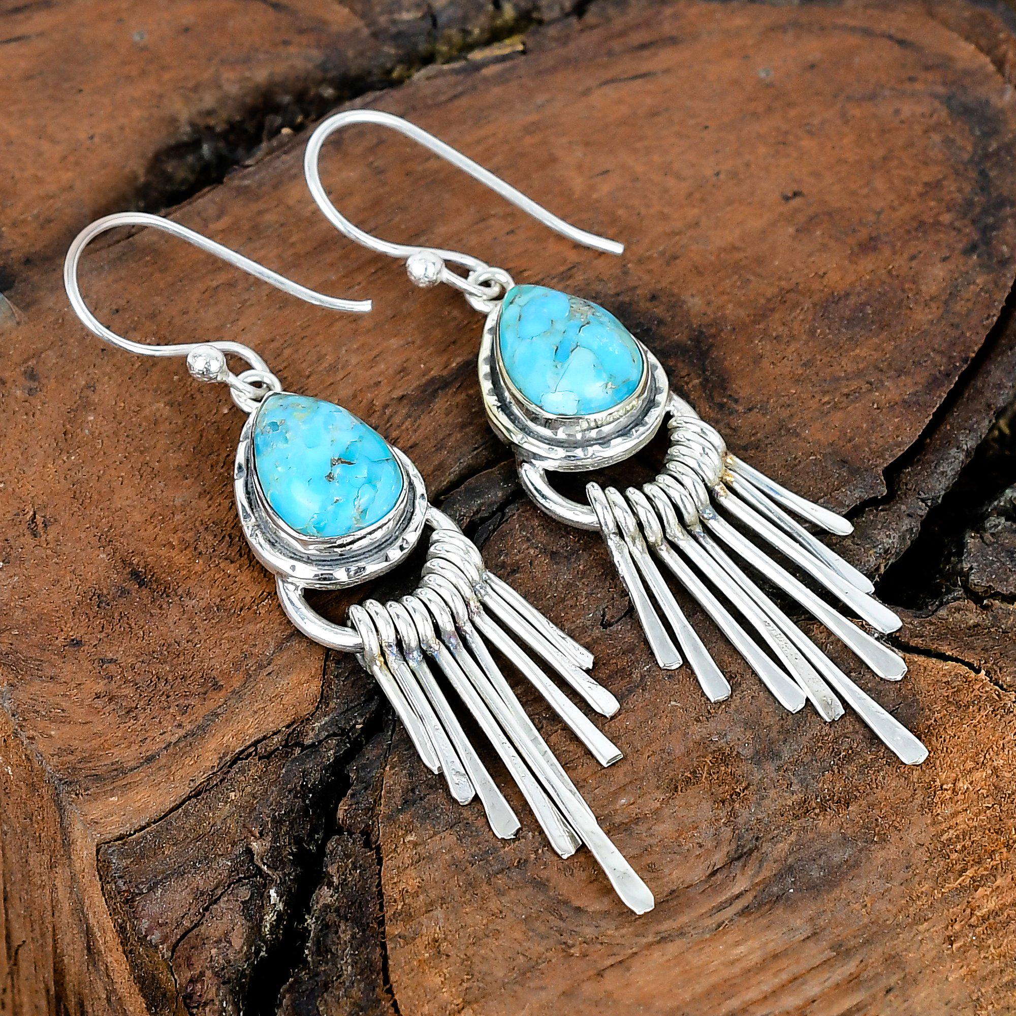 Orecchini Della Rovere - Pendenti -Quarzo Lalino-Pasta Turchese-OROV10 - Foto 2