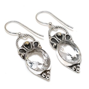 Gift For Christmas White Topaz Earrings White Topaz Gemstone Handmade Sterling Silver Earrings Topaz Jewelry Dangle Earrings Topaz Stone