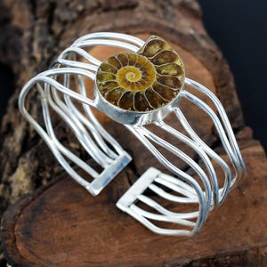 Bracciale Ammonite Fossil Bracciale Ammonite Fossil Gemstone Bracciale Regolabile Fatto a Mano Bracciale Ammonite Fossil Per Lei