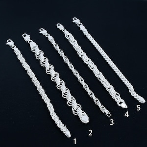 925 Sterling Silver Plated Curb Chain Bracelets for Men Stylish Silver Plated Link Figaro Bracelets Rambo Bracelets Byzantine Bracelet Chain