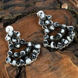 White Buffalo Turquoise Chandelier Earrings Sterling Silver Handmade Southwestern Jewelry Earrings Buffalo Turquoise Gemstone Navajo Studs