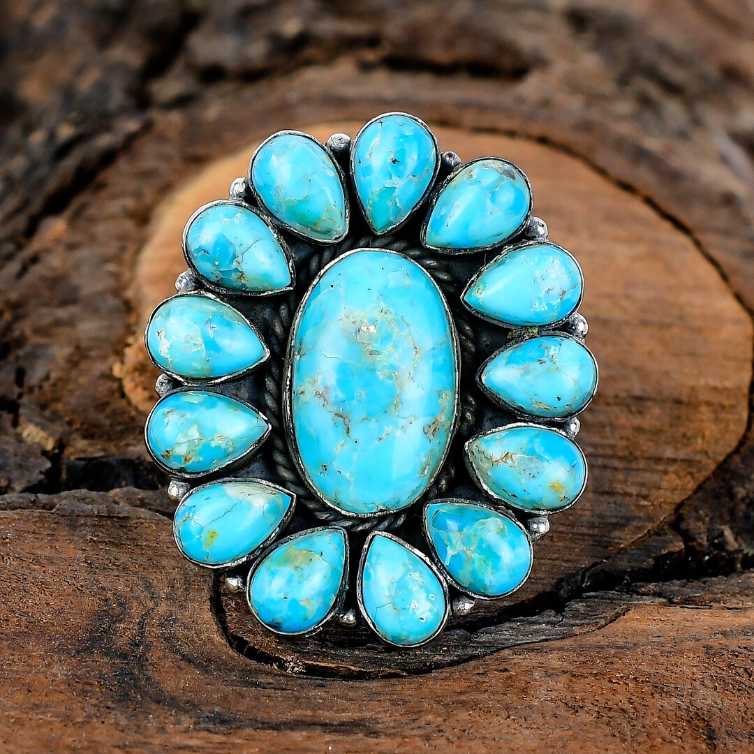 Arizona Turquoise BIG Ring アリゾナ直輸入！ Arizona Turquoise Gemstone Silver Ring - Etsy Hong Kong