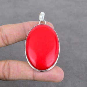 Koraalhanger rode koraal sterlingzilveren hanger koraal edelsteen zilveren hanger sieraden koraal edelsteen sterlingzilveren hanger cadeau voor de liefde