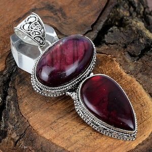 Red Flash Labradorite Gemstone Pendant Labradorite Stone Sterling Silver Pendant Red Flashy Pendant Labradorite Gemstone Jewelry Pendant