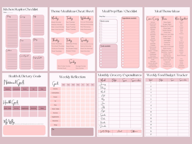 Meal Planner Mega Bundle, Printable PDF Organiser, Daily Weekly Monthly ...