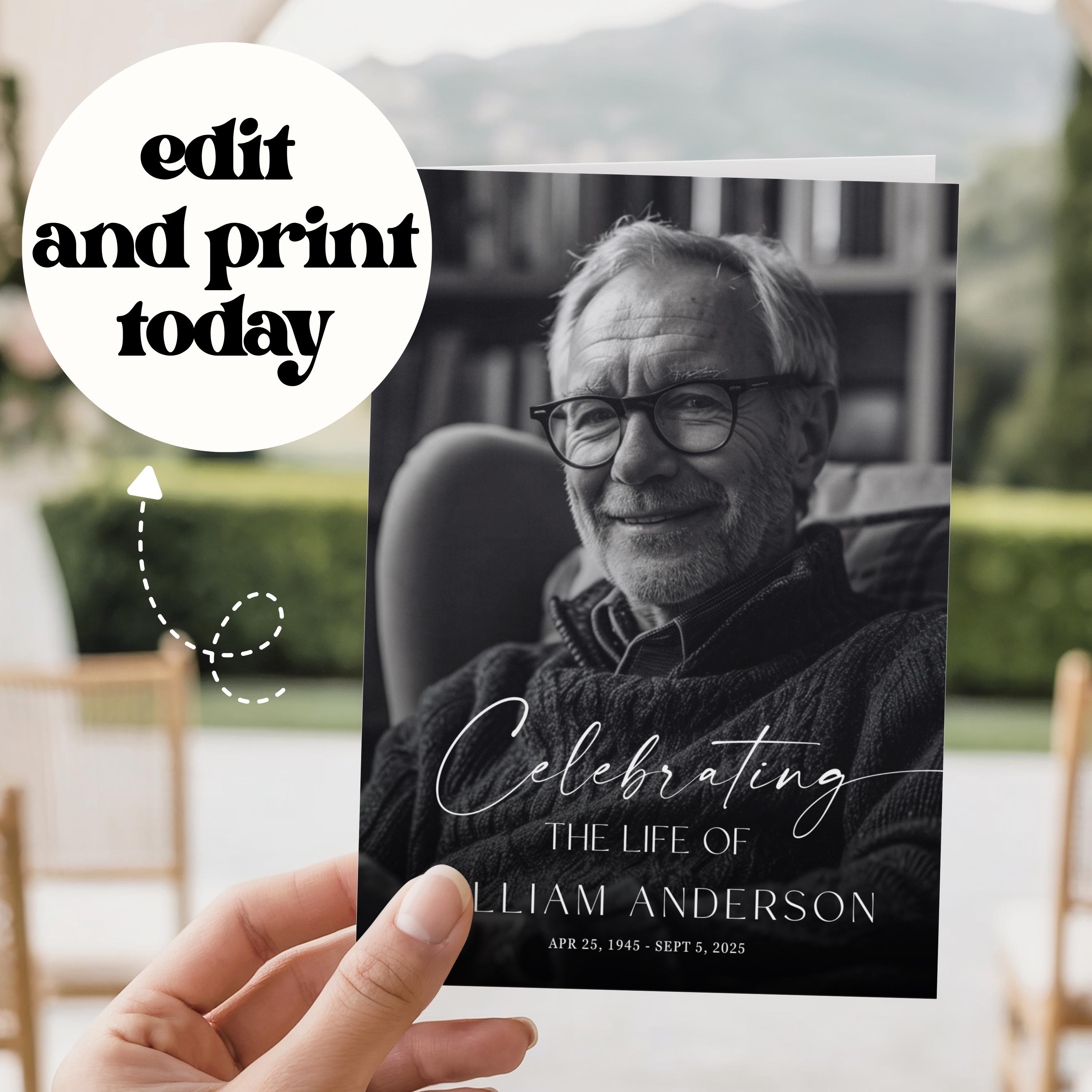 Elegant Funeral Program Template: Canva Celebration of Life Program ...