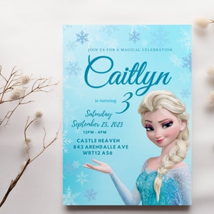 Editable FROZEN Invitation Elsa Birthday Invite Winter Snow Birthday Printable Editable fro zen Birthday invitatio n Template Princess Elsa