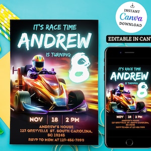 Go Kart Birthday invitation, Go Kart Party, Karting Invitation, Go Kart Birthday, Go Karting Racing invite, Instant Download, Racing invite