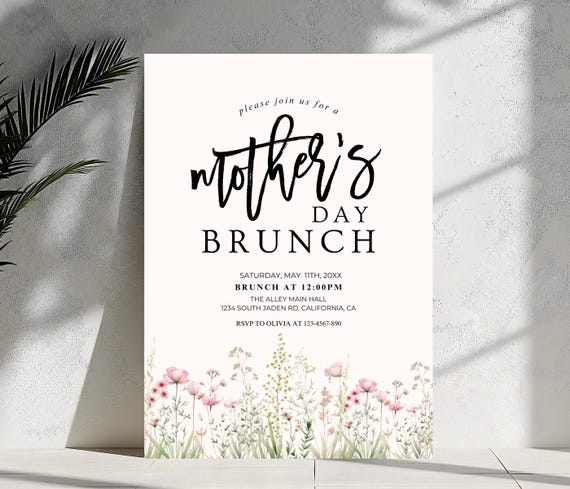 Wildflower Mother's Day Brunch Invitation: Editable Floral Template (Digital Download)