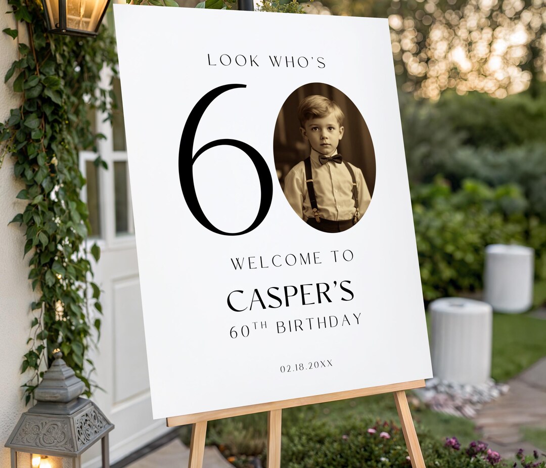 60th Welcome Sign, Look Who's 60 Welcome Sign, Modern 60th Welcome Sign ...