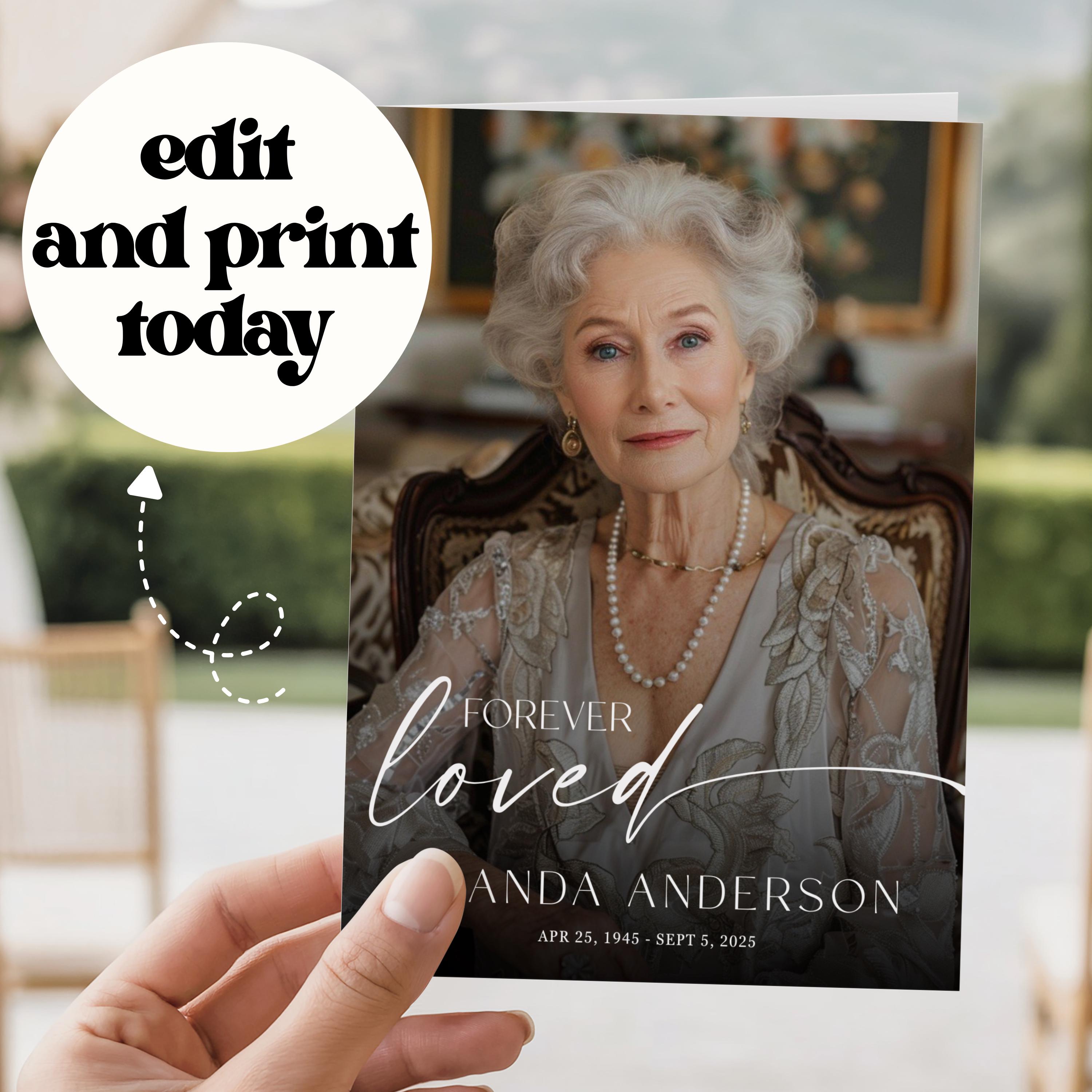 Elegant Funeral Program Template: Canva Celebration of Life - Etsy