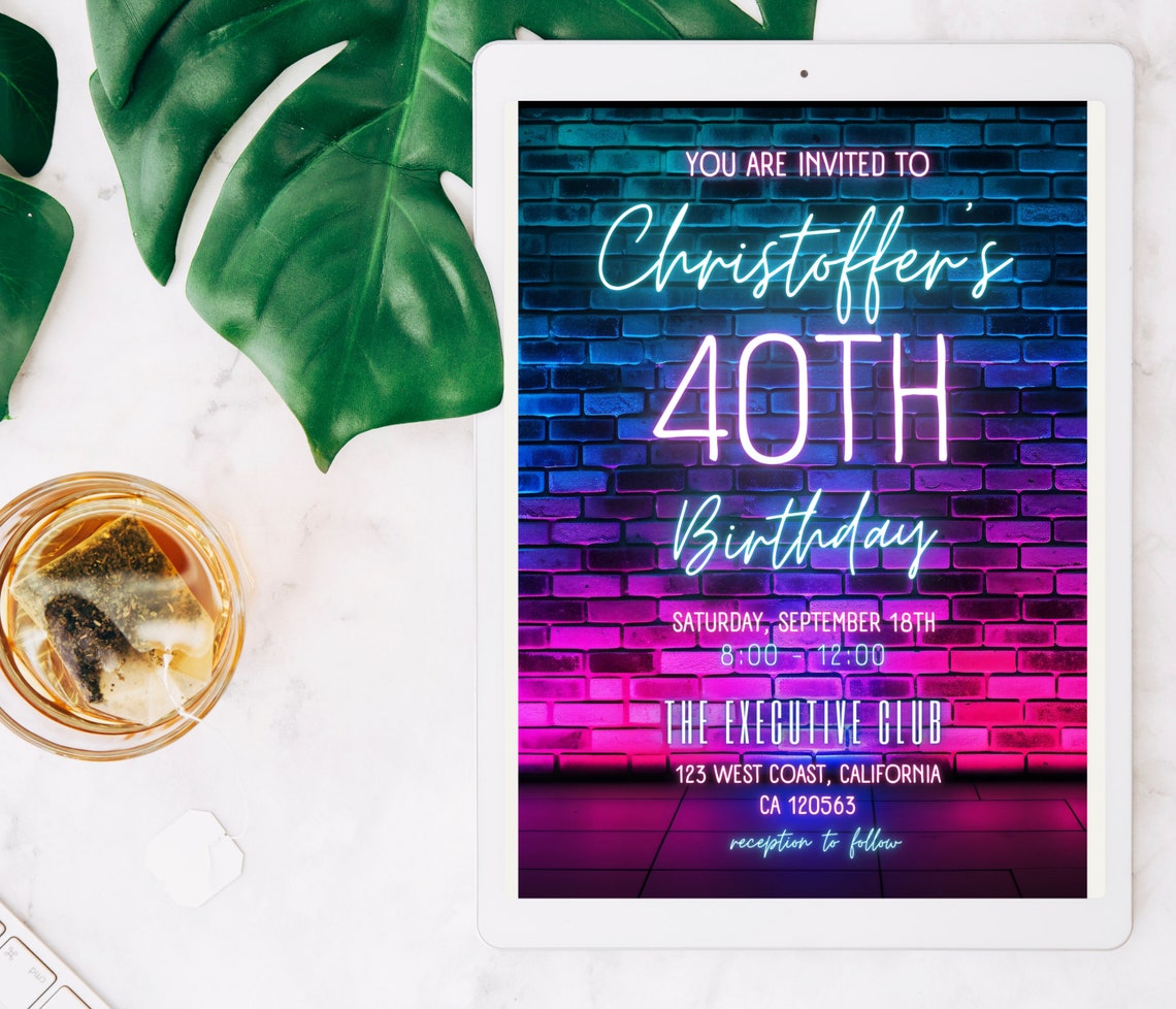 Forty Birthday Invitation, 40th Birthday Invite, Fortieth E-invite ...
