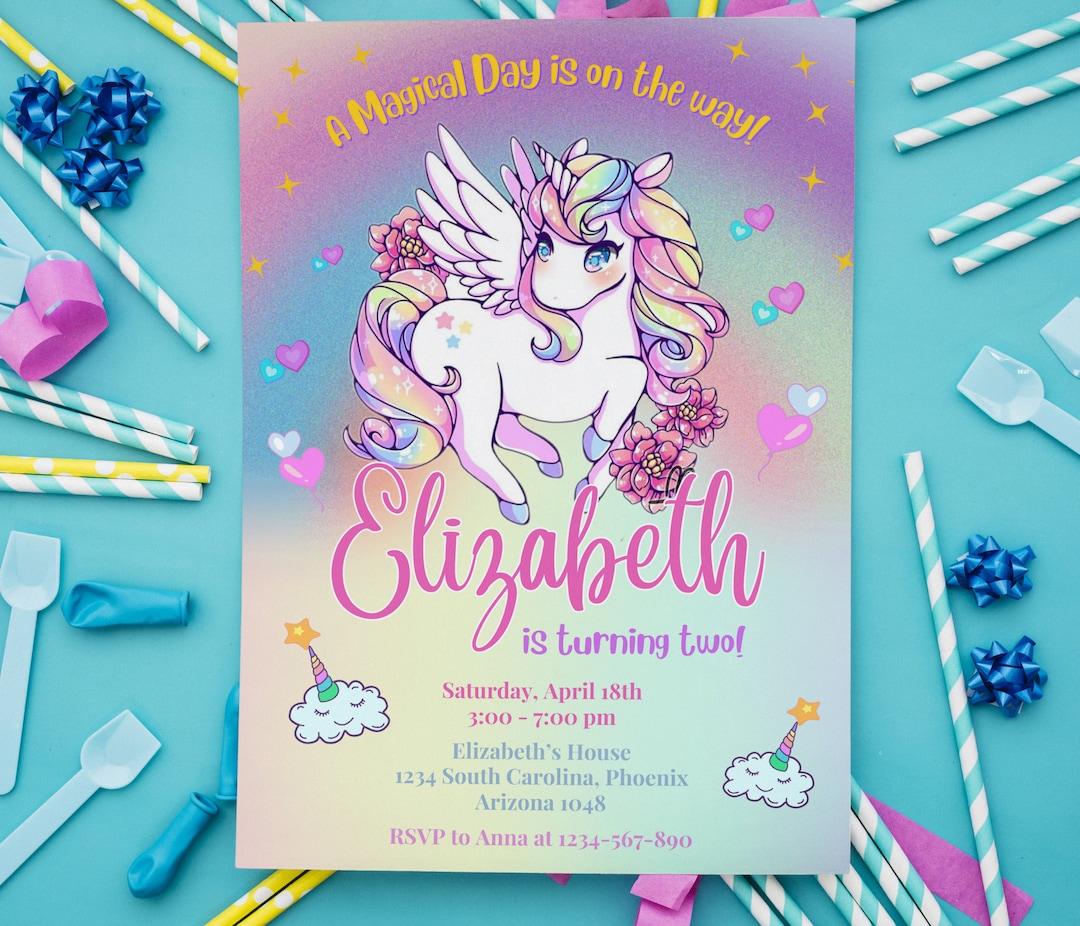 Unicorn Birthday Invitation, Unicorn Birthday Invite, Unicorn Party