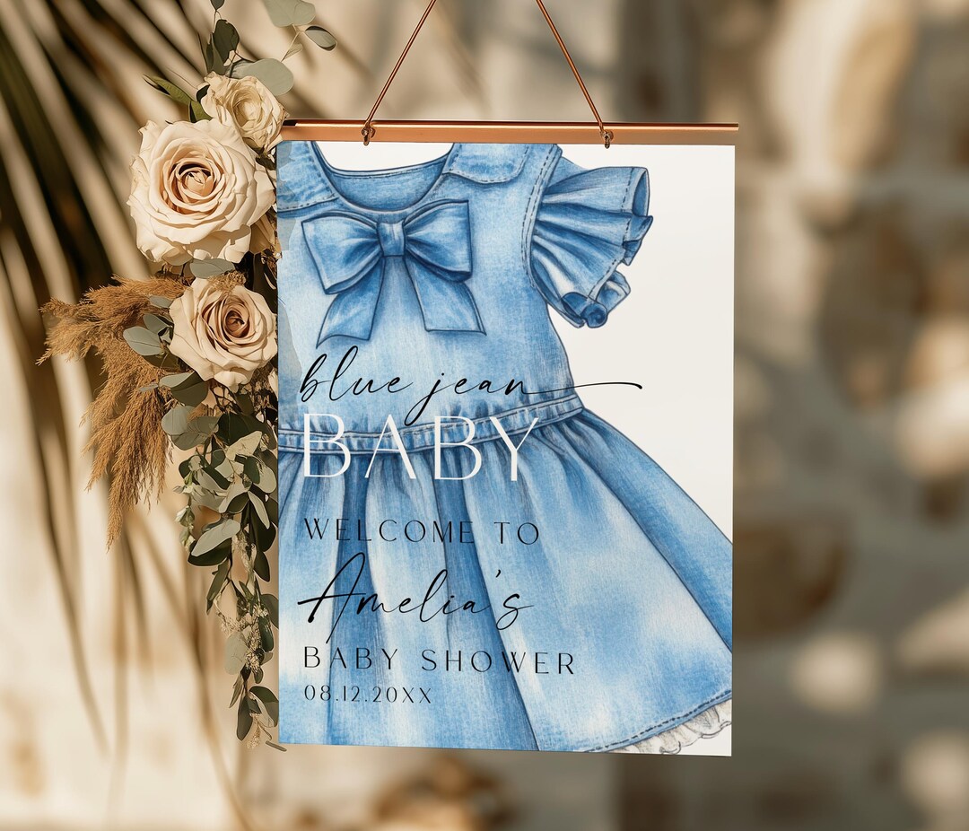 Blue Jean Baby Shower Welcome Sign, Baby Sprinkle Sign, Denim Baby Shower  Sign, Girl Baby Shower, Editable Baby Shower Invitation Template