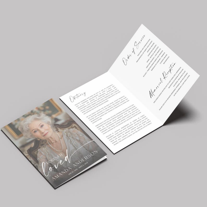 Elegant Funeral Program Template: Canva Celebration of Life - Etsy