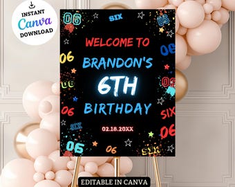 Boy Birthday Invitation, 6Th Boy Birthday Invitation, Boy Birthday Invites, Instant Download Boy Number Invitations, Boy 6Th Birthday