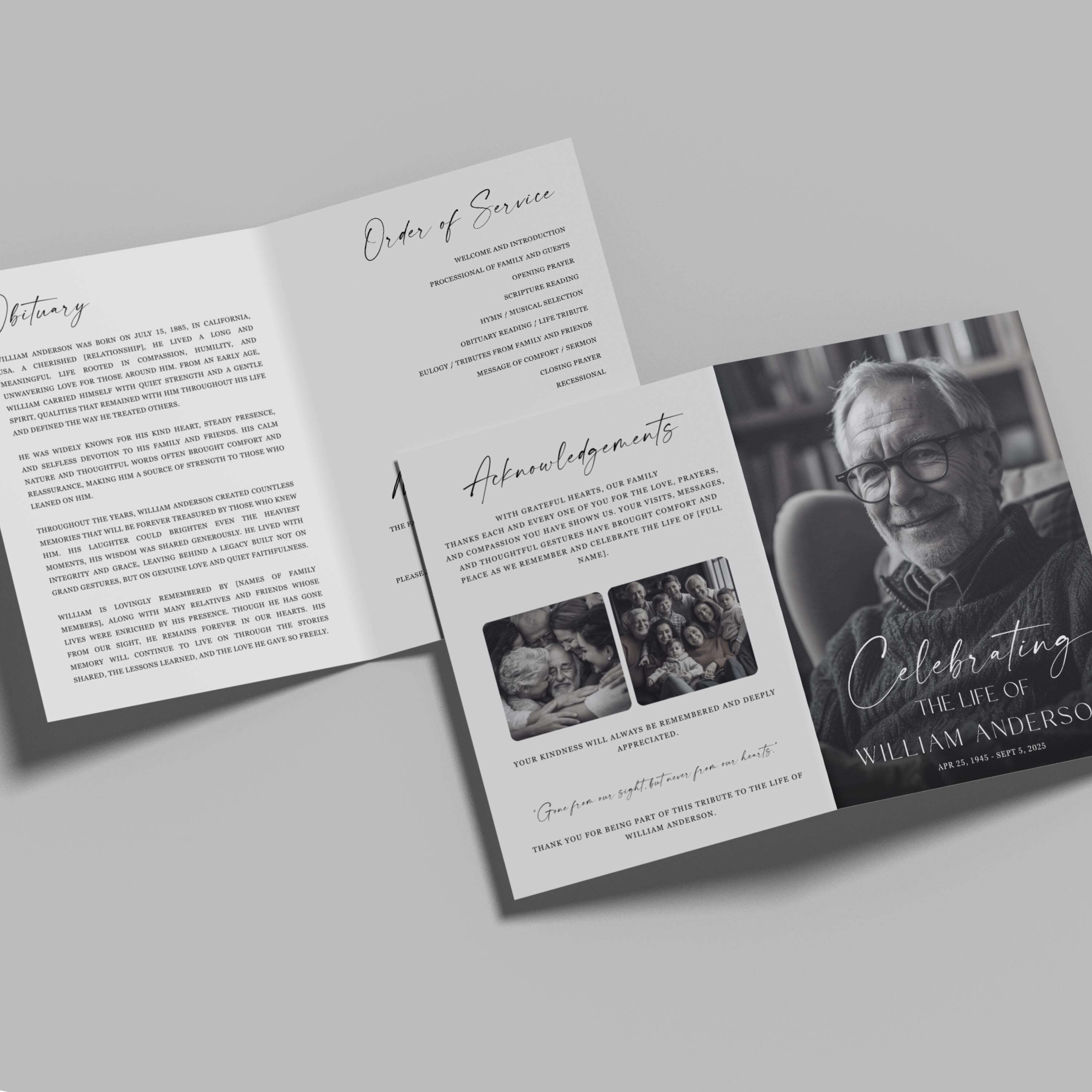 Elegant Funeral Program Template: Canva Celebration of Life Program ...