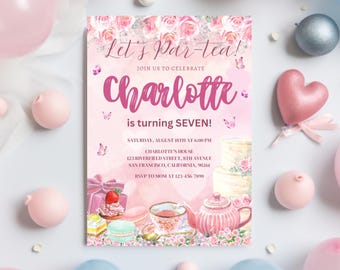 Editable Tea Party Birthday Invitation Template, Tea Party Birthday Invitation, Tea Invitation, Tea Party Invitation, Girl Par-tea Invite