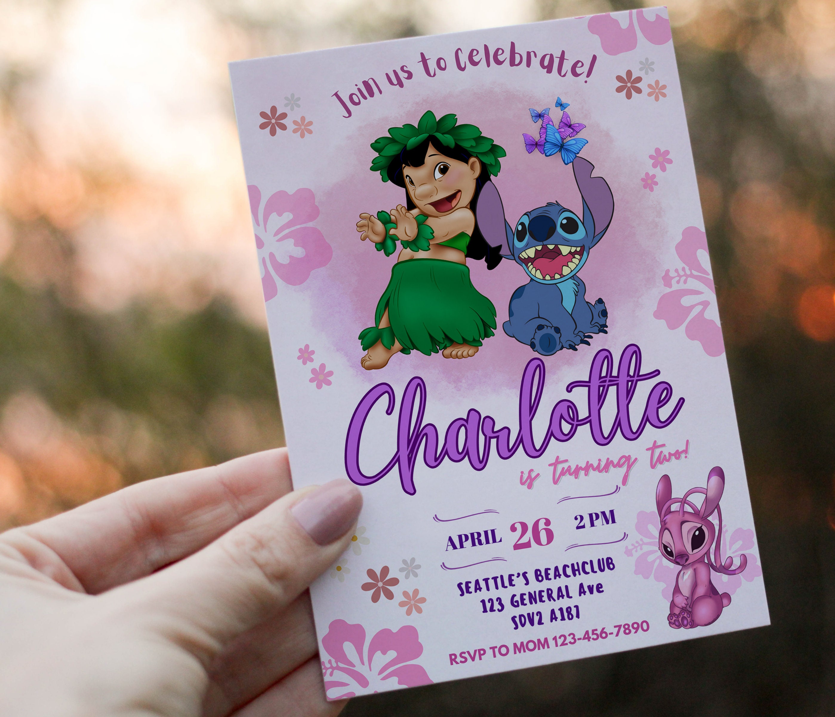 Digital Delivery, Lilo and Stitch Party Invitation, Stitch Luau Invite 