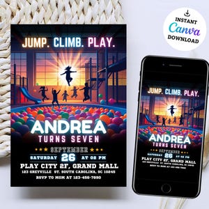 Playground Birthday Invitation: Jungle Gym, Jump Climb Play (Digital Template)