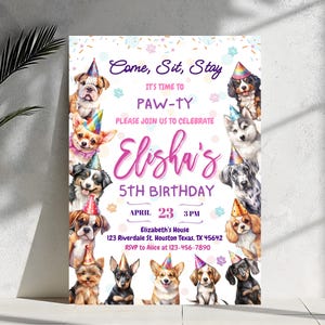 Editable Dog Birthday Invitation template, Puppy Birthday Invitation, Dog Invitation, Puppy Invitation, Pup Invitation, Pets Birthday Invite