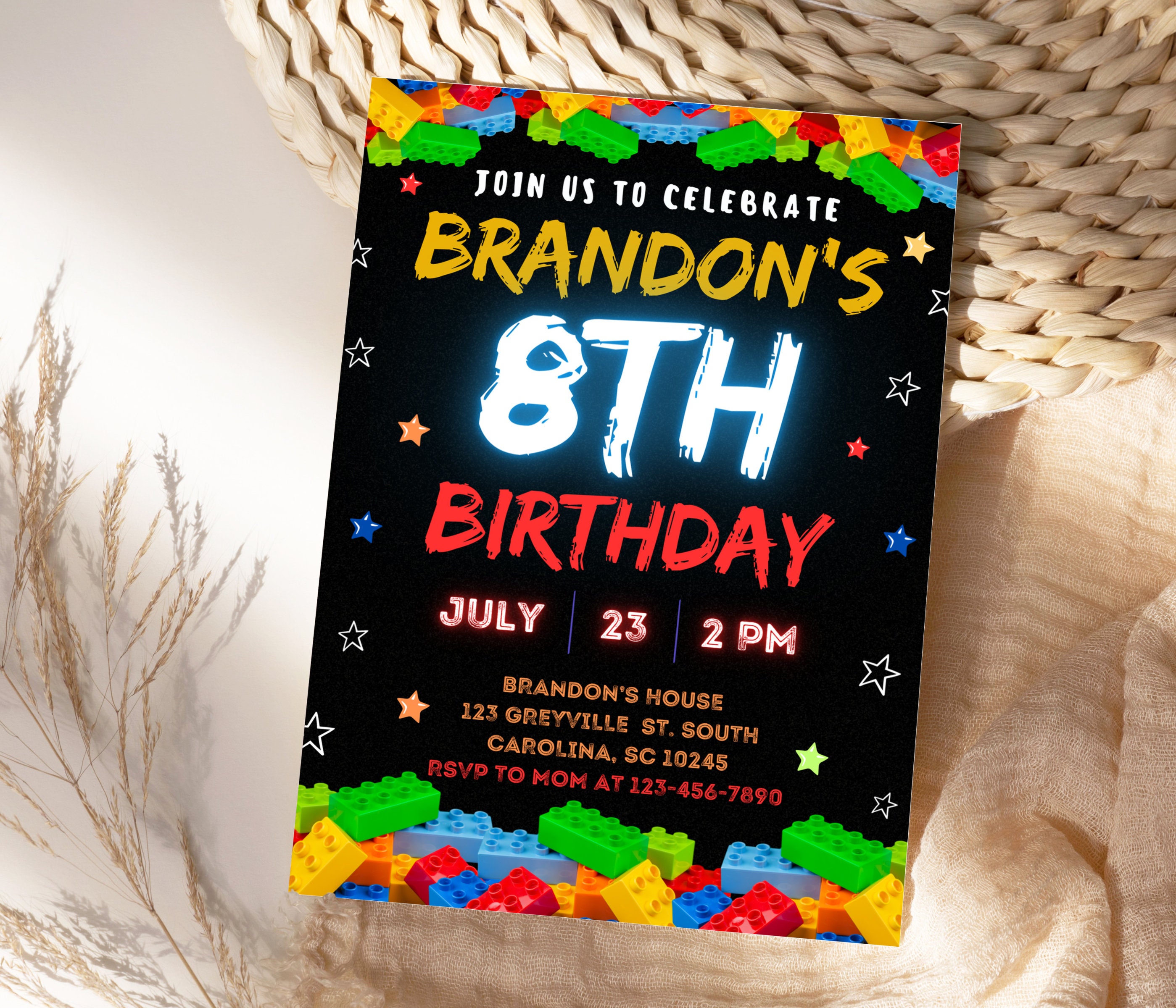 Editable Building Blocks Birthday Invitation, Blocks Invitation ...