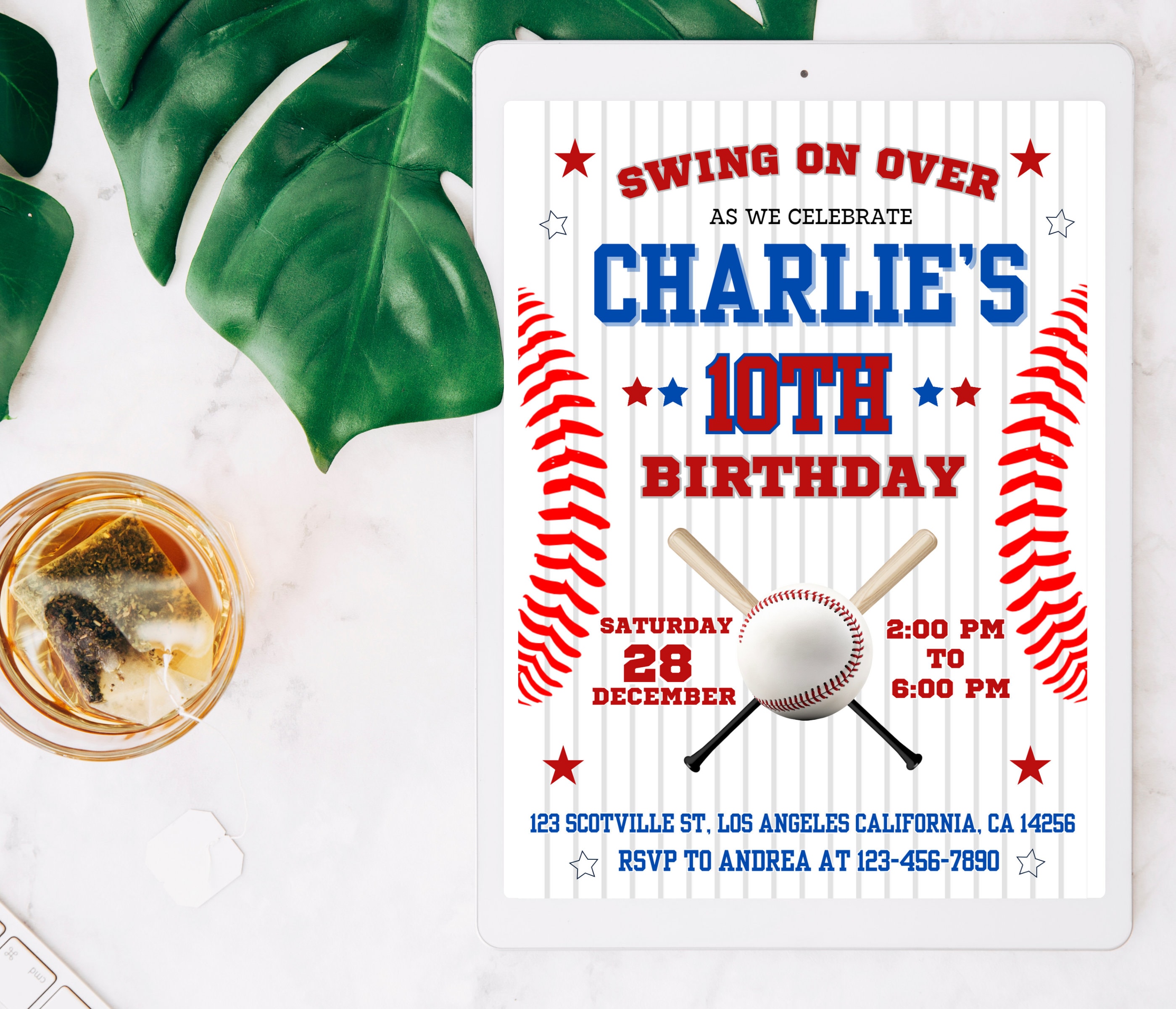 Editable Baseball Birthday Invitation, Birthday Invitation