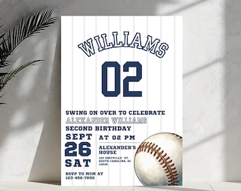 Editable Baseball Birthday Invitation, Baseball Invites, Instant Download Baseball Invitations, Digital File, navy blue red boy party invite