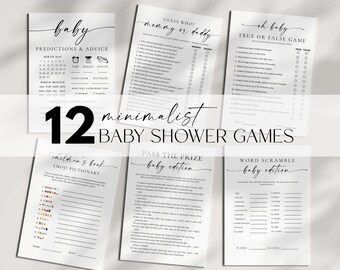 Baby Shower Games Bundle, Minimalist Baby Shower Printables, Simple Baby Shower Game, Printable Funny Simple Baby Shower Games, Fun Activity