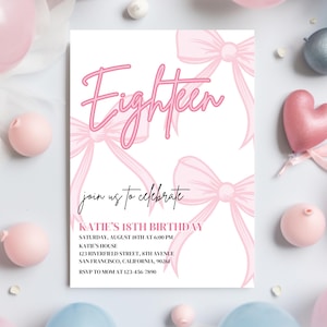 Faire-part d'anniversaire coquette pour 18 ans Faire-part d'anniversaire pour fille