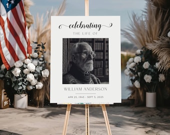 Funeral Welcome Sign Template, Editable Celebration of Life Poster, Printable Memorial Sign, Memorial Display Sign, Celebration of Life Sign