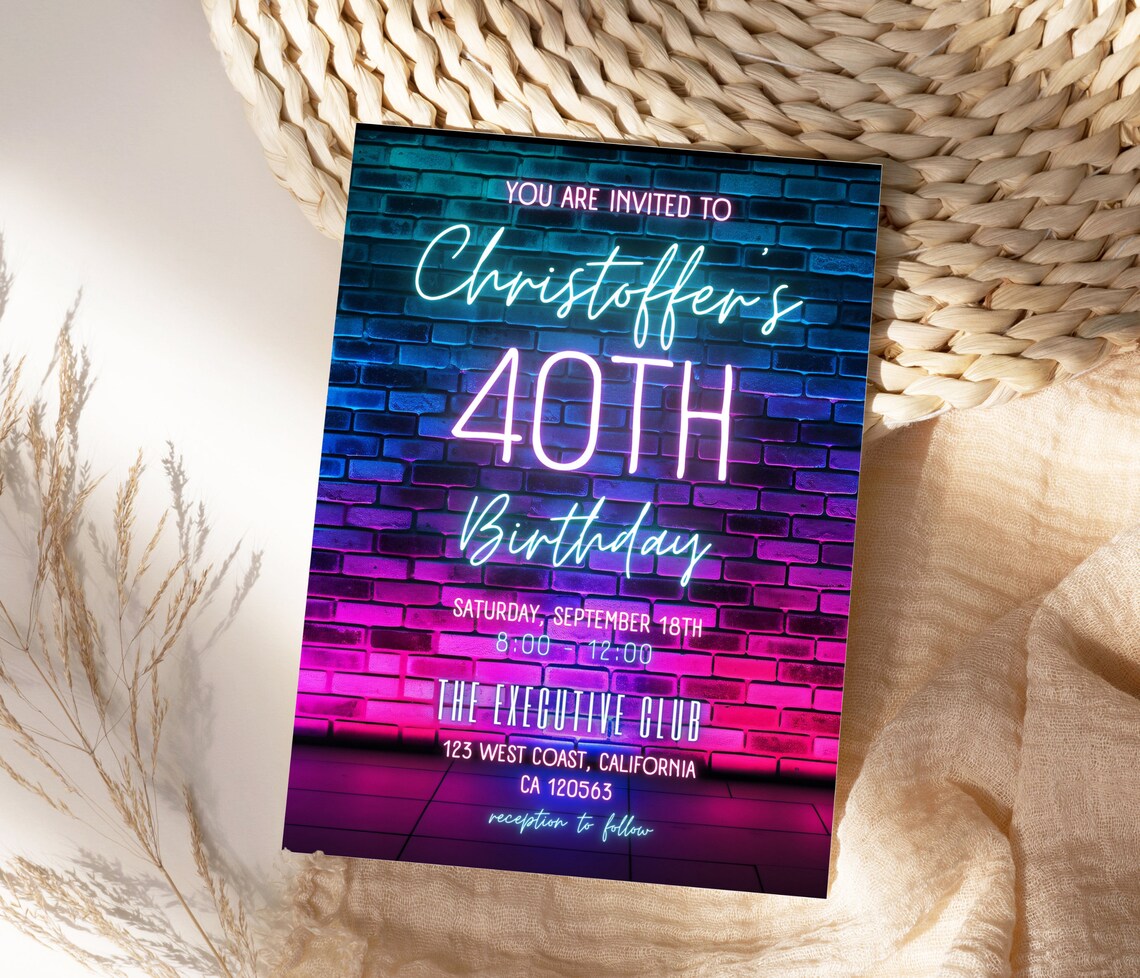 Forty Birthday Invitation, 40th Birthday Invite, Fortieth E-invite ...