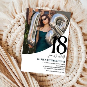 Minimalist 18th Birthday Invitation Eighteenth Birthday Invite Template 18th Birthday Party Minimalist Digital Download Printable Eighteen