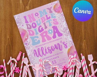 In my Double Digits Era, Eras Party Decorations, Eras Tour Party Invitation, In My Birthday Era, Double Digits Era, Self Editable Invitation