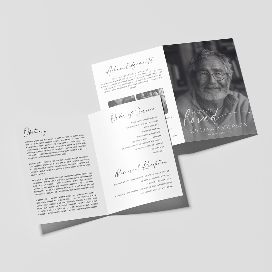 Funeral Program Template Canva, Editable Celebration of Life Obituary ...