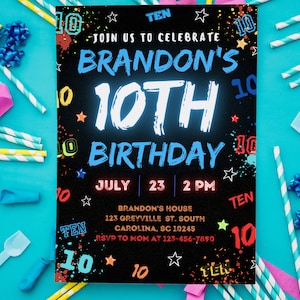 Bruh 10th Birthday Invitation: Editable Canva Template (Digital Download)
