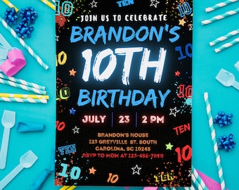 Boy 10Th Birthday Invitation, Bruh Invitation, Bruh its my birthday invite, Bruh 10th Birthday: Editable Canva Template (Digital Download)