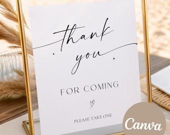 Minimalist Thank You Sign Template, Baby Shower Thank You for Coming Sign, Please Take One Baby Shower Table Sign, Baby Shower Decor, C2